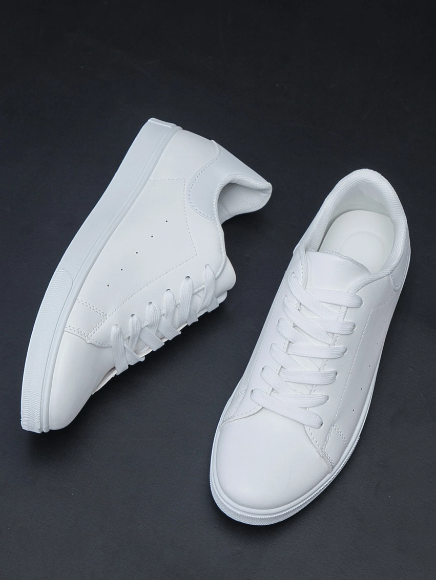 Men's Casual Sports Sneakers, Lightweight Non-Slip Flat Lace-Up White Shoes For All Seasons, Suitable For Students, Spring/Autumn Versatile Shoes For Men Valentines