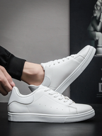 Men's Casual Sports Sneakers, Lightweight Non-Slip Flat Lace-Up White Shoes For All Seasons, Suitable For Students, Spring/Autumn Versatile Shoes For Men Valentines