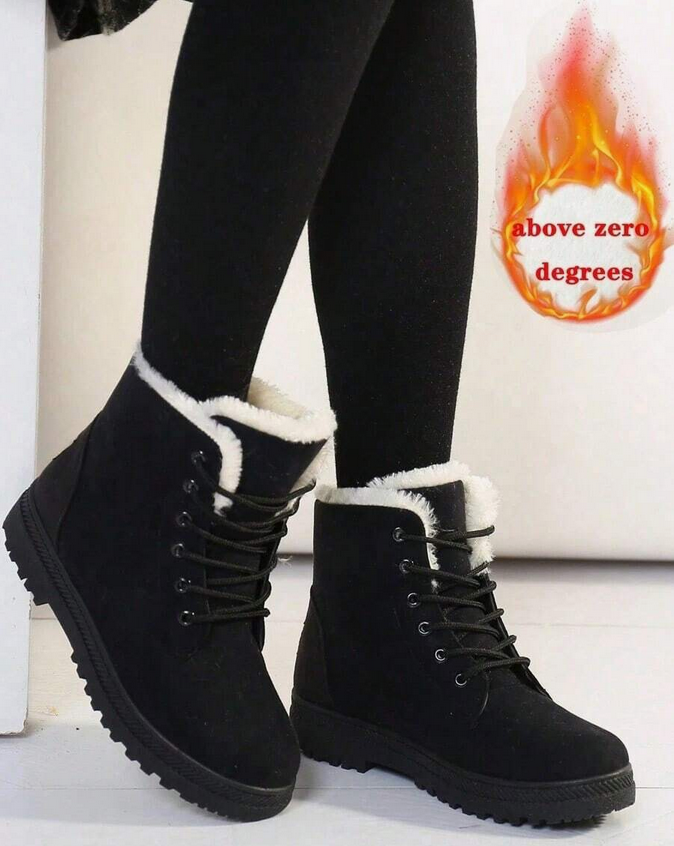 Winter Snow Boots Mid-Calf Warm Non-Slip Soft Sole Casual Flat Shoes