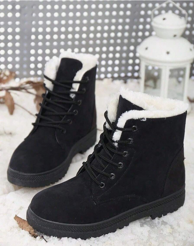 Winter Snow Boots Mid-Calf Warm Non-Slip Soft Sole Casual Flat Shoes