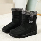Winter Snow Boots Warm Fur Lined Outdoor Hiking Shoes Solid Color