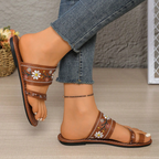 New Women's Toe Embroidered Flat Sandals, Beach Sandals, Suitable For Beach