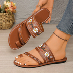 New Women's Toe Embroidered Flat Sandals, Beach Sandals, Suitable For Beach